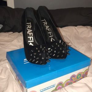 Black suede studded High heels SIZE9